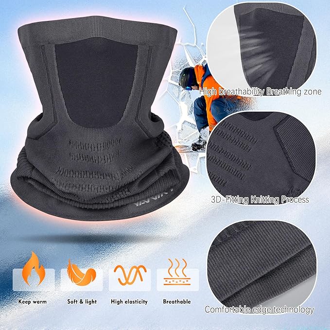 Winter Neck Warmer Gaiter Ski Face Mask, Breathable Fleece Balaclava Windproof Cold Weather Scarf
