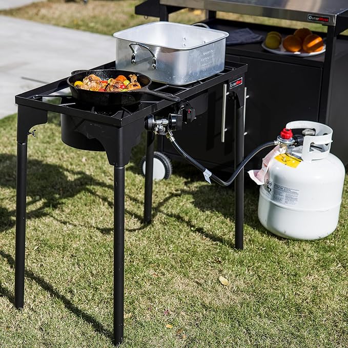 2 Burner Propane Gas Stove with 0-3 PSI Adjustable Regulator and Removable Legs Gas Burners for Cooking Perfect for Home Brewing, Seafood Boil and Camping