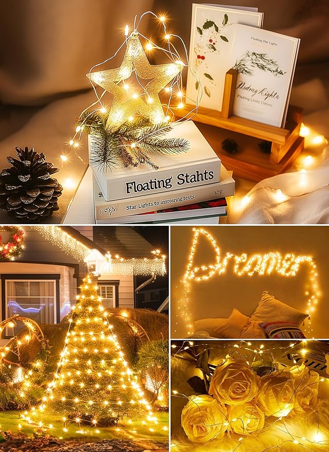 USB Fairy Lights with Remote, 66ft 200 LED USB Powered Twinkle Lights with Time, Waterproof Silver Wire String Lights for Indoor Outdoor Wreath Wall Dorm Bedroom Mason Jar Christmas Tree Decoration