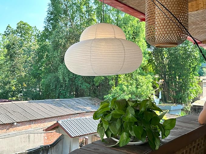 21.65inch White Cloud Lampshade,Big Size Foldable Chinese Paper Lantern, Handicrafts Ceiling Ampshade Indoor Decorative Chandelier