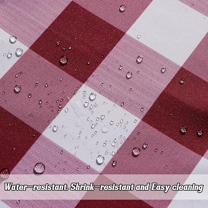 Poise3EHome Outdoor Tablecloth Rectangle with Umbrella Hole Waterproof Plaid Tablecloth for Christmas Spring Picnic Party Patio Table Camping, Red and White Checkered (52X70 Zipper)