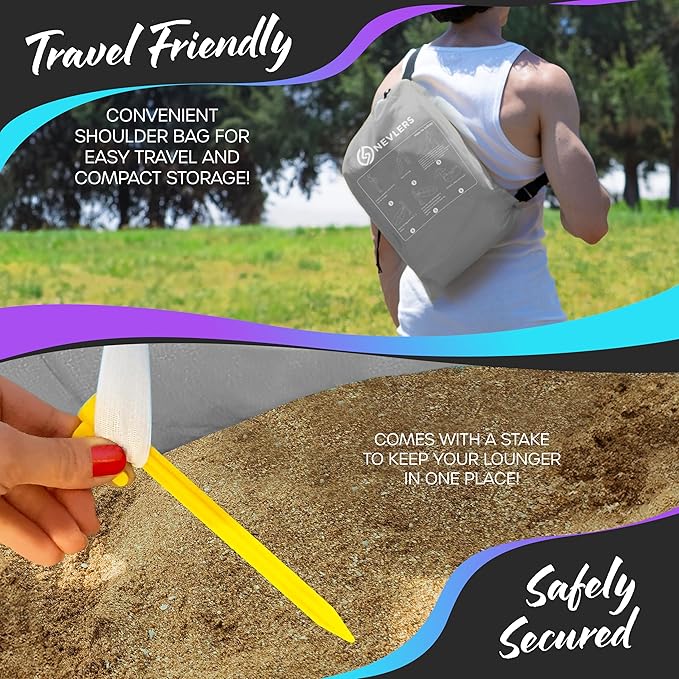 Nevlers Inflatable Lounger | 210T Polyester Inflatable Chair | No-Pump Blow Up Couch | Camping Couch Air Sofa Bed w/ 450 lbs. Cap., Pockets & Matching Bag | Use as Inflatable Couch for Adults & Kids