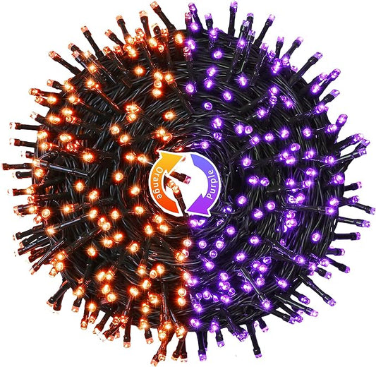 JMEXSUSS 250 LED Orange and Purple Christmas String Lights Indoor Outdoor Waterproof for Garden Patio Party Halloween Christmas Decorations