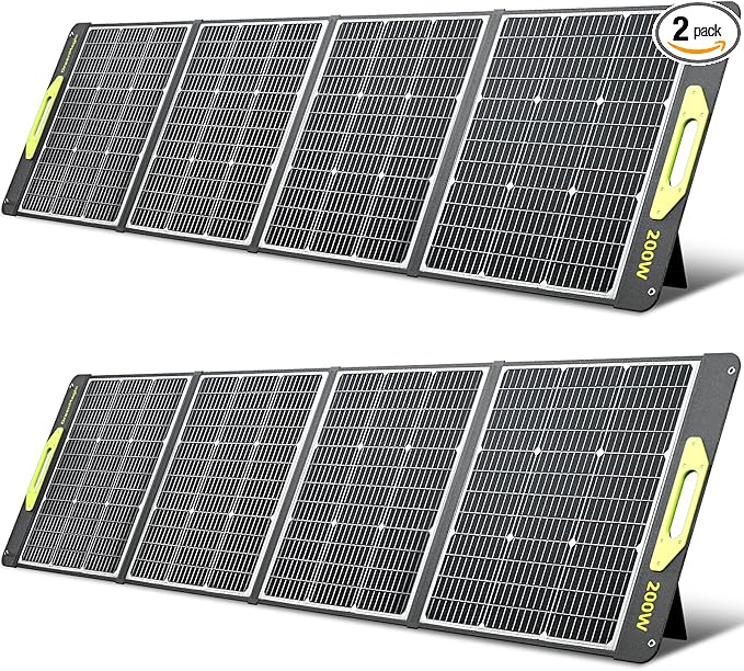 400W Portable Solar Panel, Greenmagic 2pcs 200W Foldable 400W Solar Panel Charger 20V-40V, with MC-4 Output Connector for Camping RVing Home Backup IP67 Waterproof with an Adjustable Kickstand