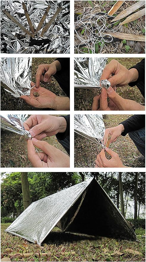 Emergency Foil Blanket (Pack of 100), Survival Thermal Mylar Blankets Individually Packaged Perfect for Outdoors, Hiking, Survival, Marathons or First Aid