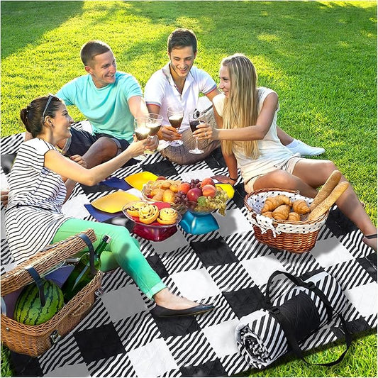 Extra Large Picnic Blankets Portable 80x80 Oversized Waterproof Sandproof Outdoor Beach Blanket Camping Grass Mat Big XL Compact Lawn Park Rug Summer Camper Essential Couple Family Teen Play Gifts