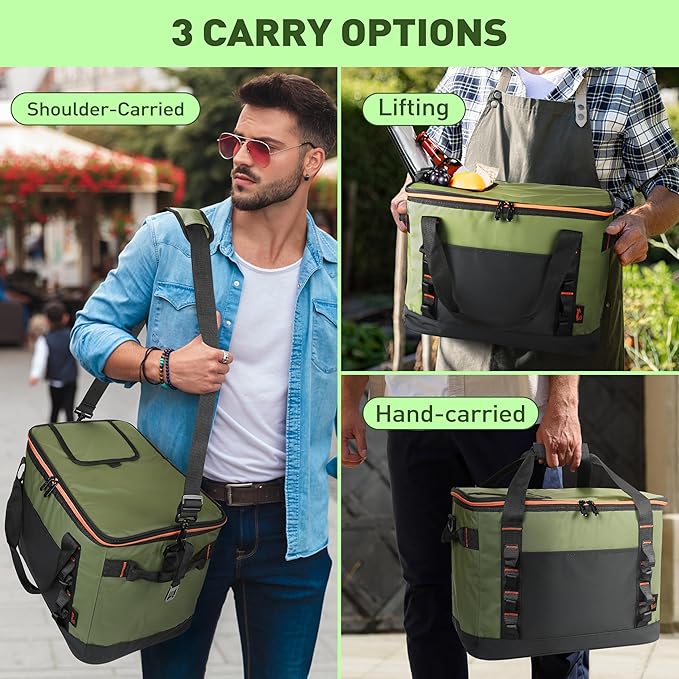 Tirrinia Large Cooler Bag Insulated, 48 Cans Leakproof Soft Camping Coolers, Portable Beach Cooler with Shoulder Strap for Picnic, Beach, Travel Road Trip