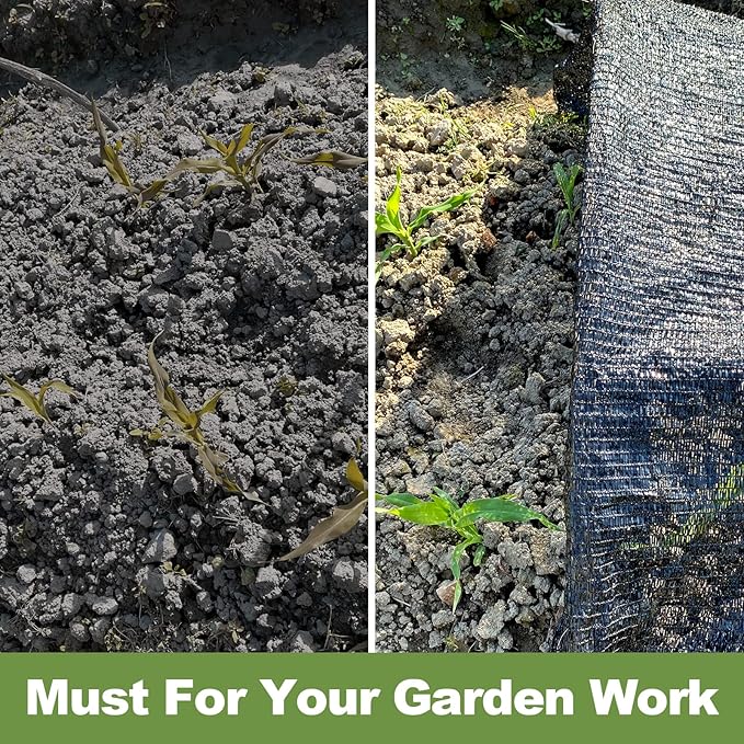 50% Shade Cloth, 10x20FT Black Sun Shade Cover for Plants, Garden, Greenhouse, Patio, Chicken Coop