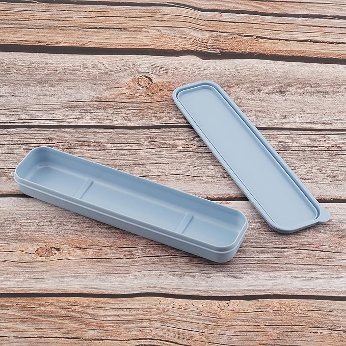 OriGlam 1pcs Portable Flatware Box Travel Tableware Storage Case Box, Utensil Case Flatware Storage Box for Cutlery Kit, 9.84 x 2.40 inch (Blue)