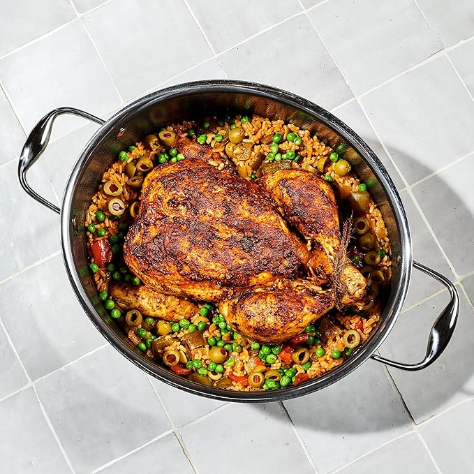 HexClad Hybrid Nonstick 6.5-Quart Oval Dutch Oven with Stainless Steel Lid, Stay-Cool Handles, Dishwasher-Friendly, Oven-Safe Up to 900°F, Induction Ready, Compatible with All Cooktops