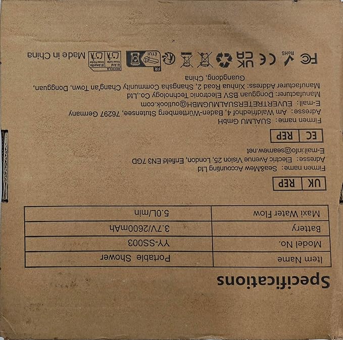 Portable Outdoor Shower, 2600mAh Battery Powered Camping Shower, Rechargeable Shower Pump with Adjustable Shower Head for Outdoor Shower Camp,Hiking Beach,Travel,Car Washing,Pet Bath,Garden