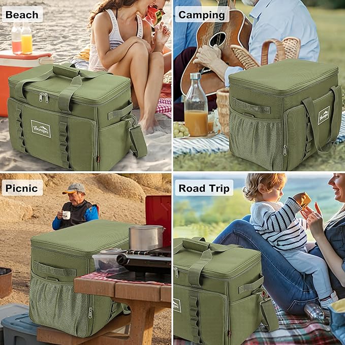 Cooler Bag 48-Can Insulated Leakproof Soft Cooler Large Collapsible Portable Travel Cooler Bags 32L for Picnic, Waterproof Soft Ice Chest for Camping, Beach, Fishing, Outdoor - 32 Quart