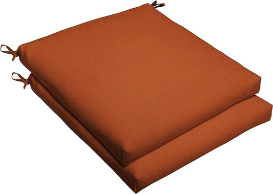 Sorra Home Sunbrella Bristol Square Chair Cushion (Set of 2) - Fade & Water Resistant, Outdoor & Indoor Patio Seat Cushion with Plush Foam - Canvas Rust (19" x 19" x 2.5")