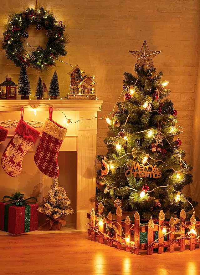 Vintage C9 LED Christmas Lights Outdoor, 25Ft C9 String Lights with 25 Shatterproof Colorful Bulbs, Waterproof Connectable Christmas Tree Lights for Roofline Holiday Garden Party Xmas Decorations