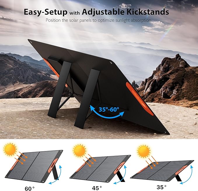 100W Portable Solar Panels for Power Station, 100 Watt ETFE Monocrystalline Foldable 20V DC Output Solar Panel Charger, 24% High Efficiency, QC3.0 USB-A & Type-C Output for Outdoor Camping RV Blackout