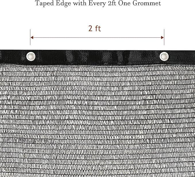 Garden expert 50% Black Shade Cloth 8x12FT Taped Edge with Grommets Sun Net Mesh for Garden Patio Backyard UV-Resistant