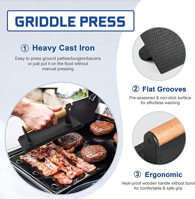 26-Piece Griddle Accessories Kit, HaSteeL Flat Top Grill Utensils Tool Set, Stainless Steel Spatulas, Griddle Scraper Chopper, Melting Dome, Bacon Press for Teppanyaki Cooking BBQ, Dishwasher Safe