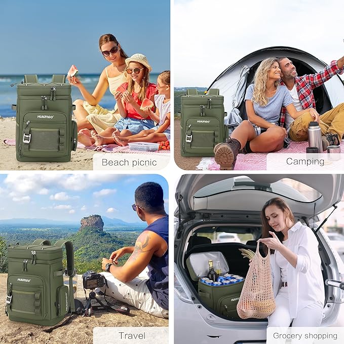 Large Waterproof Insulated Cooler Backpack for Men & Women, Leak Proof Cooler Backpack for Camping, Beach, Fishing, Picnic, Travel, Outdoor, 30L, 48Cans