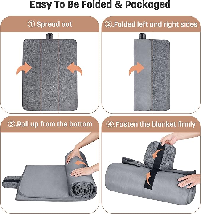 Tirrinia Waterproof Outdoor Blanket with Sherpa Lining, Windproof Triple Layers Warm Comfy Foldable for Camping Stadium, Beach, Picnic, Grass, Concerts, Car, Dog, 51''X 59'' & 59''X 80''