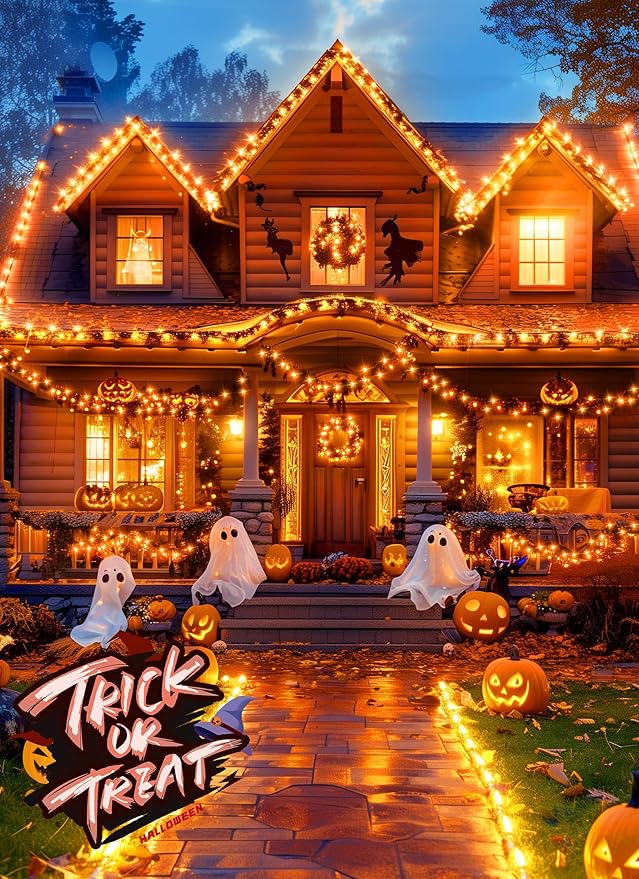 Halloween USB Fairy Lights Plug in, 33Ft 100 LED Twinkle String Lights with Remote and Timer, Waterproof 8 Modes for Bedroom Home Party Ghost Haunted House Indoor Outdoor Decorations, Orange
