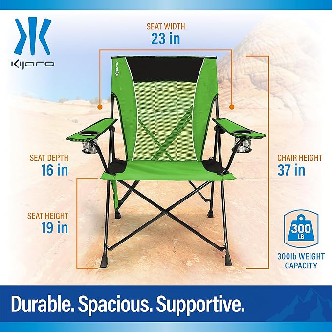Kijaro Dual Lock Portable Camping Chairs - Enjoy the Outdoors with a Versatile Folding Chair, Sports Chair, Outdoor Chair & Lawn Chair - Dual Lock Feature Locks Position – Ireland Green