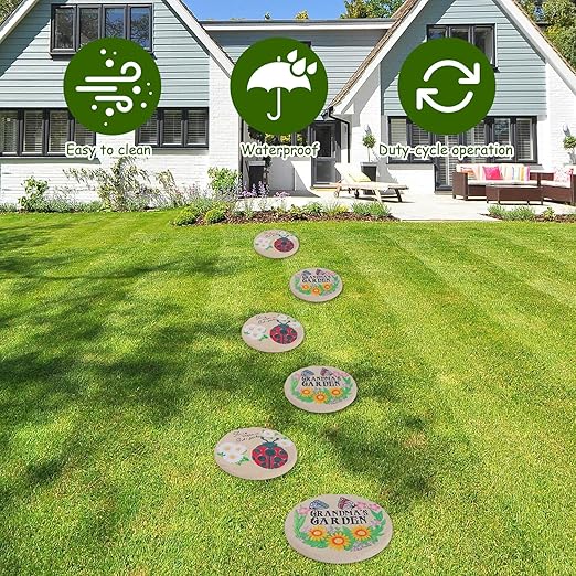 4Pcs Round Butterfly Stepping Stone Outdoor Garden Walkway, Durable Plastic Pavers for Patio, Pathway, and Landscaping, Weatherproof Stepping Stones with Ground Stakes for Easy Installation