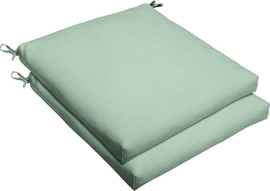 Sorra Home Sunbrella Bristol Square Chair Cushion (Set of 2) - Fade & Water Resistant, Outdoor & Indoor Patio Seat Cushion with Plush Foam - Canvas Spa (19" x 19" x 2.5")