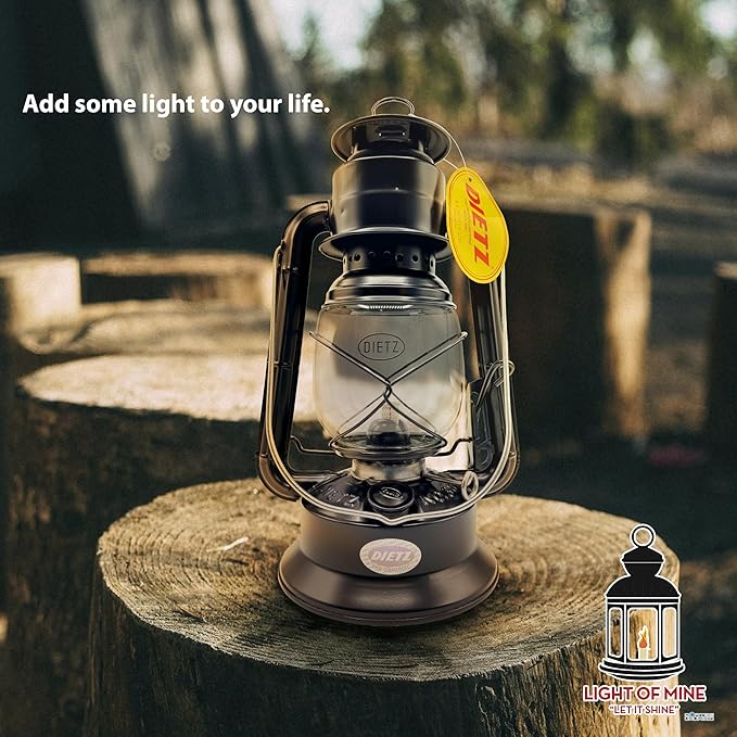 Light of Mine - Dietz #30 Little Wizard Black Oil Lantern with 5/8" Replacement Wick Strips (Black)