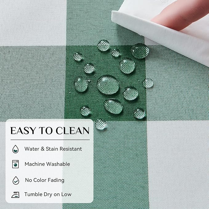 Softalker Gingham Checkered Rectangle Tablecloth - Waterproof Buffalo Plaid Table Cloth Stain Resistant Washable Table Cover for Picnic/Camping/Outdoor - Hunter Green, 54 x 108 Inch