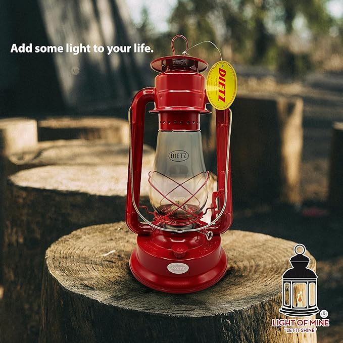 Light of Mine - Dietz #80 Blizzard Oil Lantern with 7/8" Replacement Wick Strips (Red)
