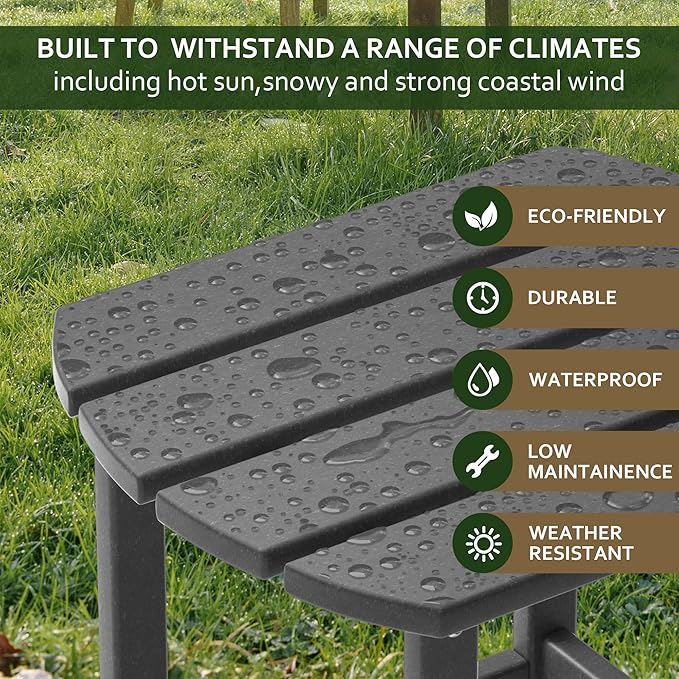 TORVA Patio Adirondack Side Table, Outdoor End Tables All-Weather Resistant HDPE Humidity-Proof Long Time Use for Deck, Lawn,Garden, Porch, Backyard End Table（Gray Color-1 Tier）