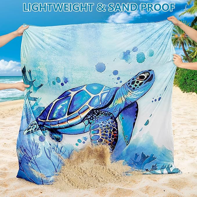 Beach Blanket Waterproof Sandproof Extra Large Beach Mat 79" X 83"/120"x108"for 1-8 Adults Quick Drying Durable Outdoor Picnic Mat for Beach Travel Camping Hiking