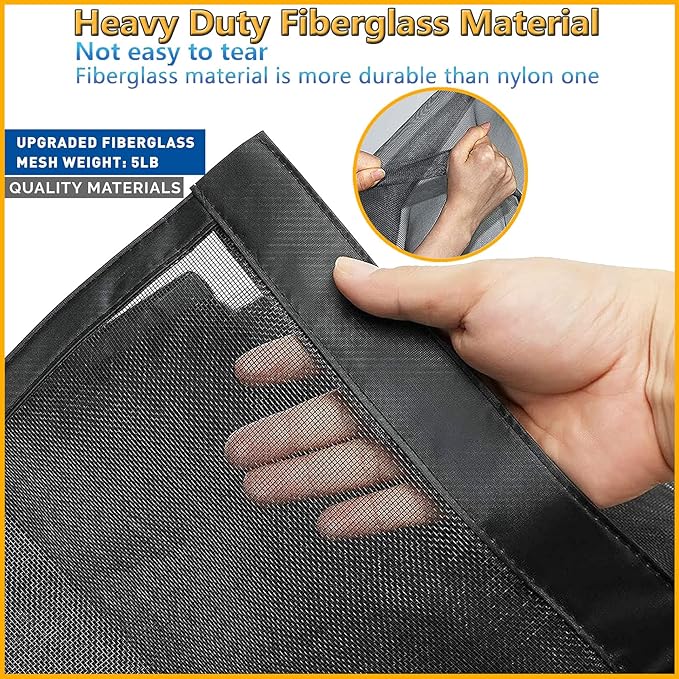 Retractable Garage Door Screen for 1 Car Garage 12x7 FT - Magnetic Fiberglass Mesh with Heavy Duty Weighted Bottom, Hands Free Design, Easy Assembly- Great for 12x7ft Patio, Sun Room, Gym