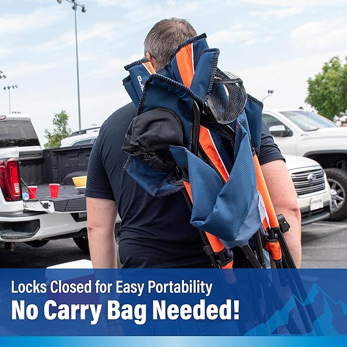 Kijaro Sports Fan Folding Chair, 26" L x 35.5" W x 37" H, Denver Broncos