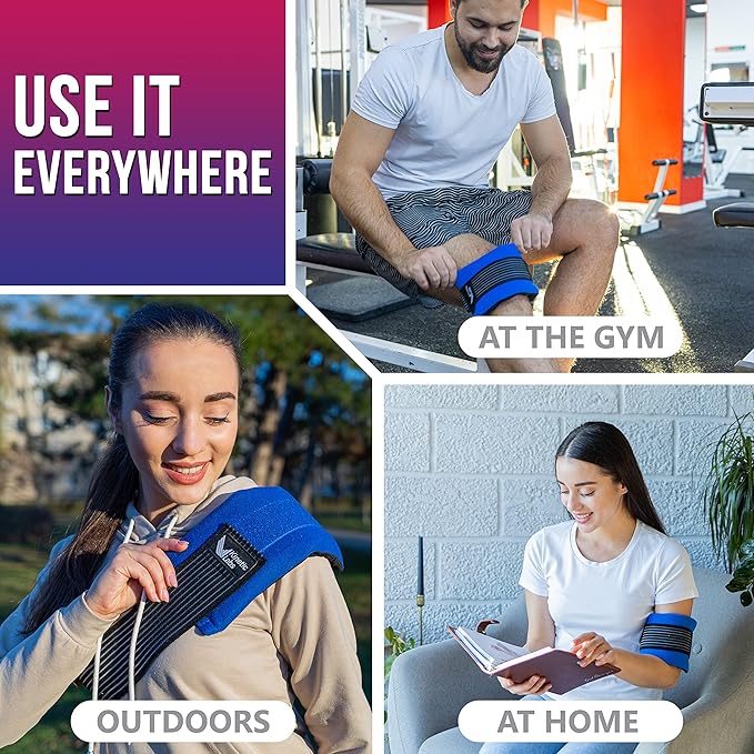 Reusable Ice Pack Wrap with Extra Gel Pack by Kinetic Labs - Hot and Cold Pack - Ice Packs for Injuries Reusable (Large with Extra Gel Pack)