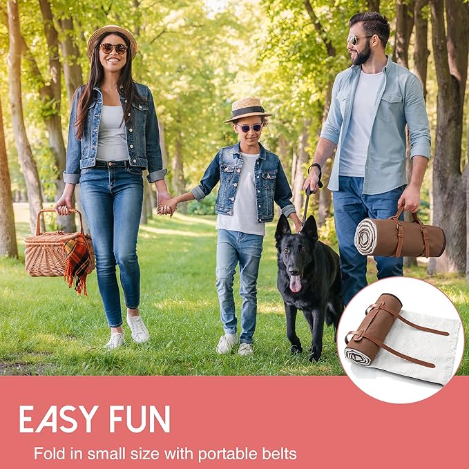 Tiny Land Picnic Blankets, 2 in1 Double Layer Waterproof Mat + Blanket, Foldable Beach Mat,Outdoor Blanket, Portable Camping Blanket, Extra Large Beach Mat, for Camping Park Beach Grass