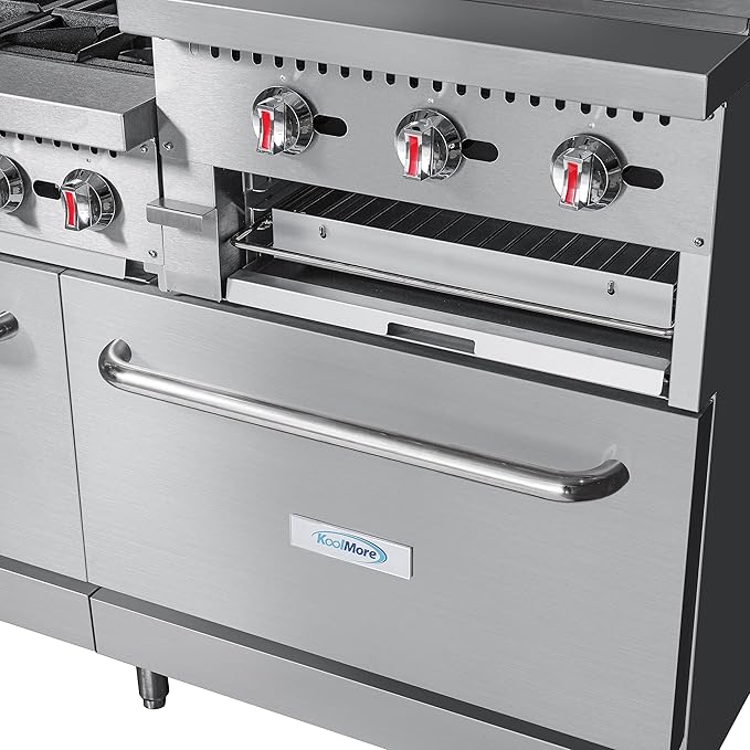 KoolMore KM-CRGB60-NG 60 in. 6 Burner Commercial Natural Gas Range with 24 in. Griddle and Broiler