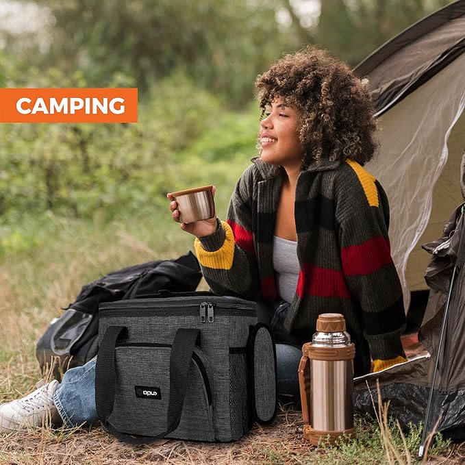 OPUX Soft Cooler Bag, Insulated Collapsible Lunch Cooler Tote for Men Work Camping Beach Travel, Portable Soft Sided Leakproof Waterproof Large Lunch Bag Box with Shoulder Strap 24 Cans, Charcoal Gray