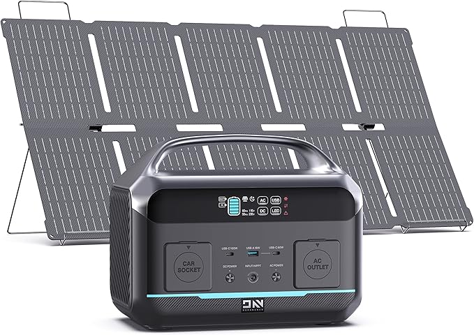Solar Generator 600W (Surge 1200W), Portable Power Station with 100W Solar Panel, 576Wh (180,000mAh) LFP Battery with AC & DC Outlets, 1 Hour Fast Charging for Home & Emergency, Camping, CPAP