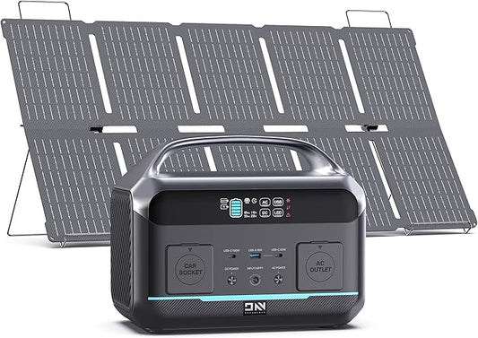 Solar Generator 600W (Surge 1200W), Portable Power Station with 100W Solar Panel, 576Wh (180,000mAh) LFP Battery with AC & DC Outlets, 1 Hour Fast Charging for Home & Emergency, Camping, CPAP