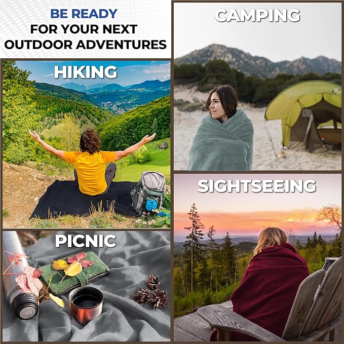 Beach Blanket Waterproof Sandproof Waterproof Blanket for Camping, Hiking, Outdoor Sporting Events, Picnics & More | Machine Washable & Pet Friendly | Travel Size - 65x50in Merlot