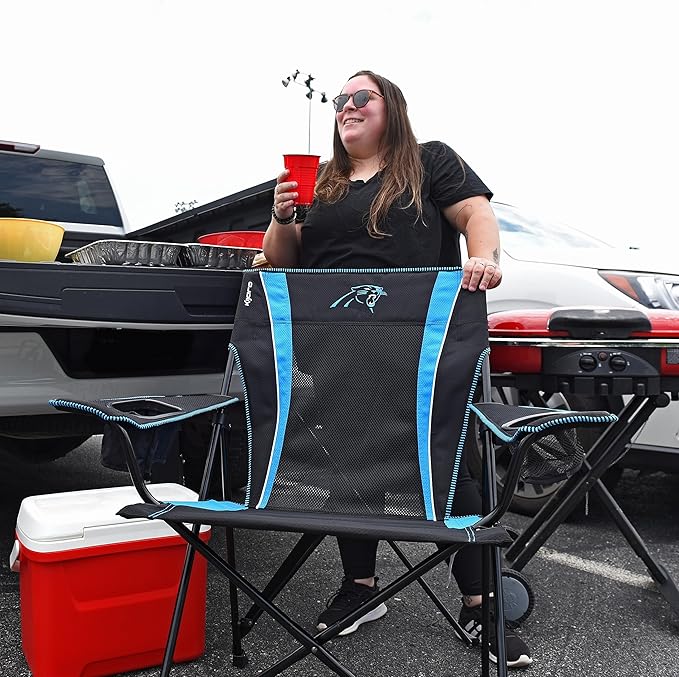 Kijaro Dual Lock Pro, Sports Fan Folding Chair, 26" L x 35.5" W x 37" H, Carolina Panthers