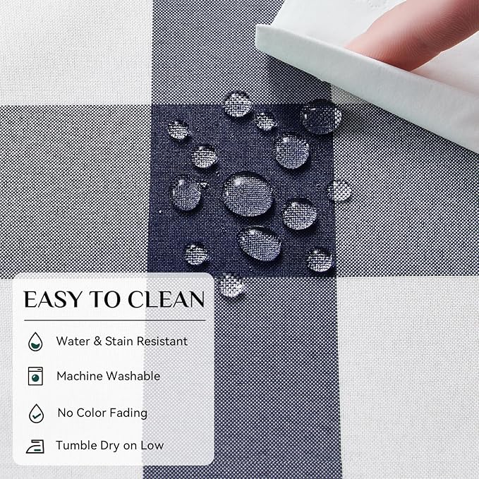 Softalker Gingham Checkered Rectangle Tablecloth - Waterproof Buffalo Plaid Table Cloth Stain Resistant Polyester Table Cover for Picnic/Camping/Outdoor - Navy and White, 2 Pack - 60 x 120 Inch