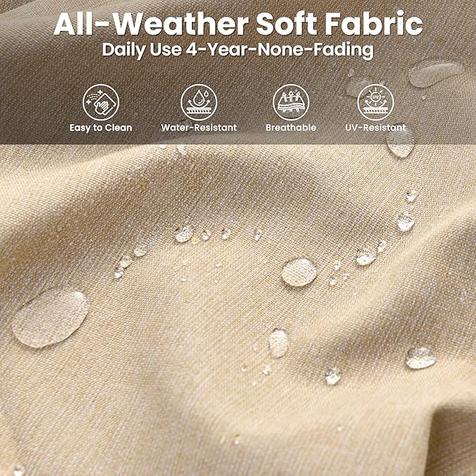 ovios 6 Pieces Patio Furniture Set, Outdoor Wicker Sofas with Glass Coffee Table and Comfy Cushions, All Weather High Back Couch Set for Deck Porch, Brown Rattan, Beige