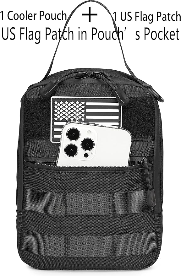 ATBP Tactical Cooler Bag Molle Pouch Fit for Militray Backpack Insulated Soft Cooler Travel Case 6 Cans Cooler Holds for Hiking Camping with 3 Ice Packs