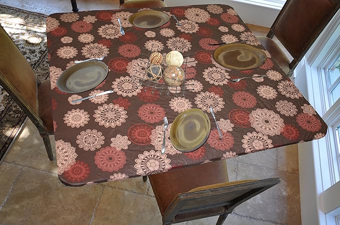LAMINET Elastic Fitted Table Cover - Medallion - Square - Fits Tables up to 46" Square