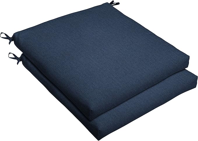 Sorra Home Sunbrella Bristol Square Chair Cushion (Set of 2) - Fade & Water Resistant, Outdoor & Indoor Patio Seat Cushion with Plush Foam - Spectrum Indigo (20" x 20" x 2.5")