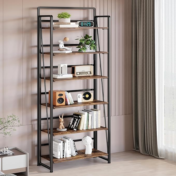 BHG No Assembly Folding Bookshelf for Living Room,Collapsible Book Shelf for Home Office, Portable Bookcase Storage Organizer Rack Shelves