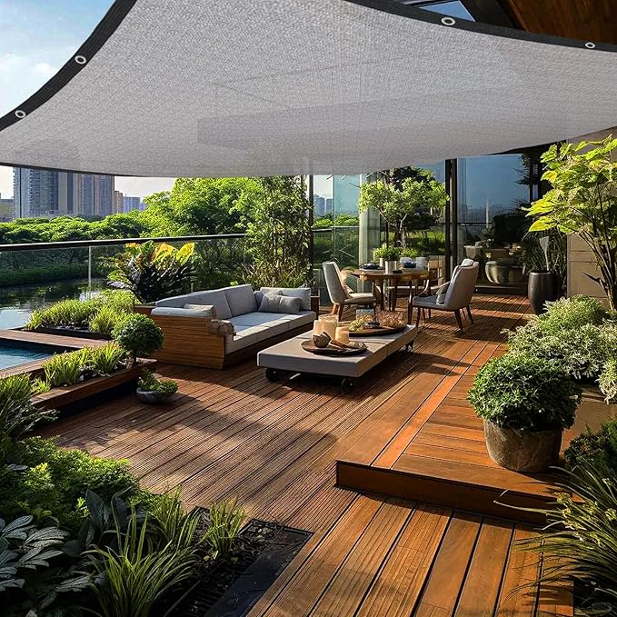 Grey Sun Shade Cloth,Pergola Shade Cover with Reinforced Grommets,90% Shade Fabric Fence Privacy Screen Balcony,Pergola Shade Cover Canopy Garden Carport Porch Deck Patio Shade Cover,10x12FT