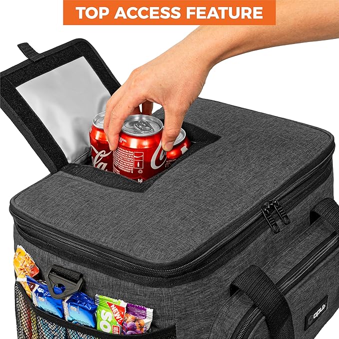 OPUX Soft Cooler Bag, Insulated Collapsible Lunch Cooler Tote for Men Work Camping Beach Travel, Portable Soft Sided Leakproof Waterproof Large Lunch Bag Box with Shoulder Strap 40 Cans, Charcoal Gray